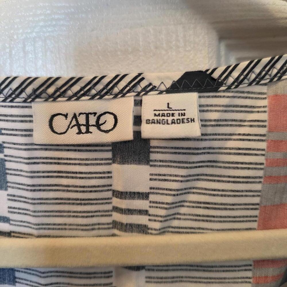 CATO Women's Sleeveless V-Neck Patterned Top Size Large NWOT - Picture 2 of 7